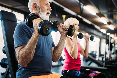 Man and woman exercising