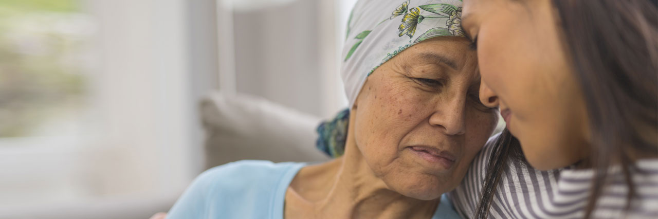 A woman battling cancer finds comfort in her daughter's company