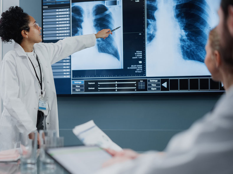 Doctors looking at an x-ray 