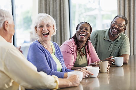 Medicare Advantage members drinking coffee