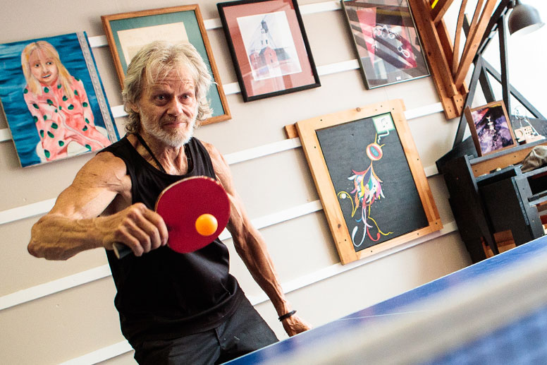 Man playing table tennis