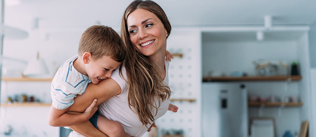 an image of a mom and son