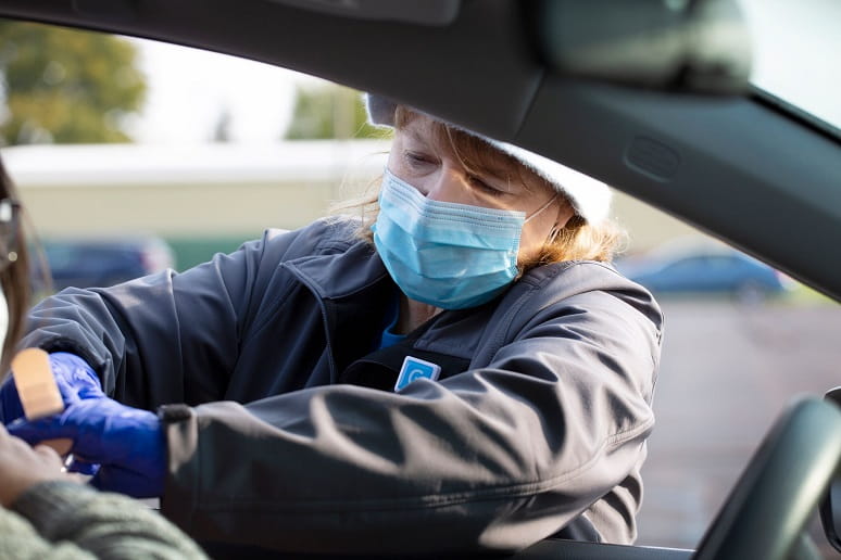 A Geisinger drive-through COVID-19 testing 