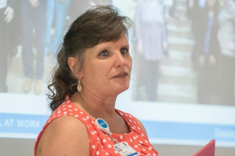 Teressa Sweet speaks at the SAW graduation.