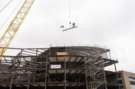 Construction of the Henry Cancer Center expansion at Geisinger Wyoming Valley Medical Center.
