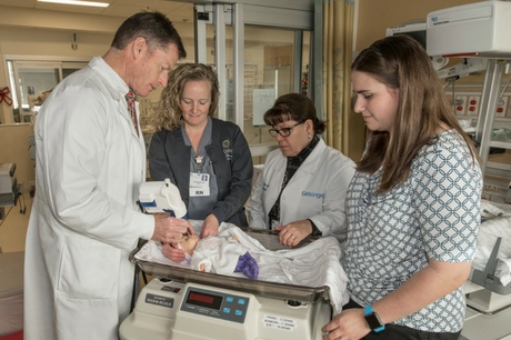 Geisinger Wyoming Valley staffers test new equipment provided by donations from the Lions Club