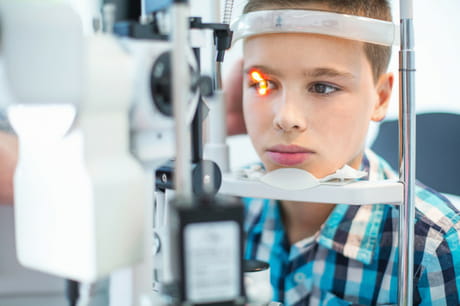 Child receiving an eye exam