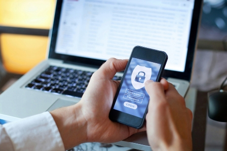 Person logging into password protected phone