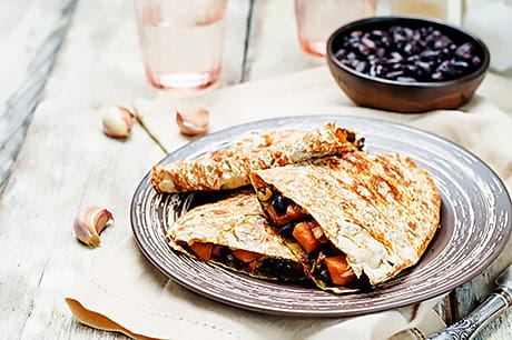 Heart-healthy black bean quesadilla.