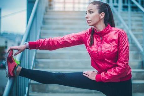 Woman stretching before a run