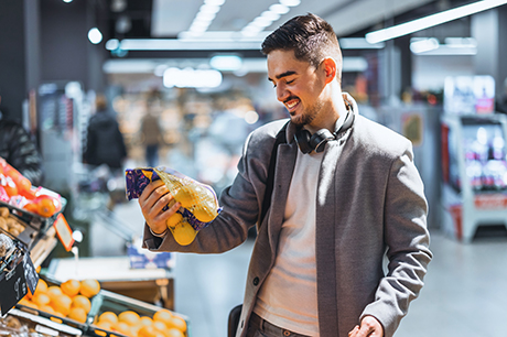 A man looking for produce