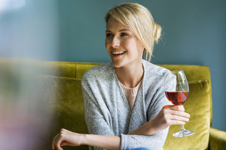 A woman having a drink
