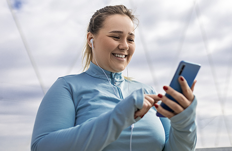 A woman tracking her workout