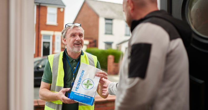 A man delivering a Geisinger specialty pharmacy prescription