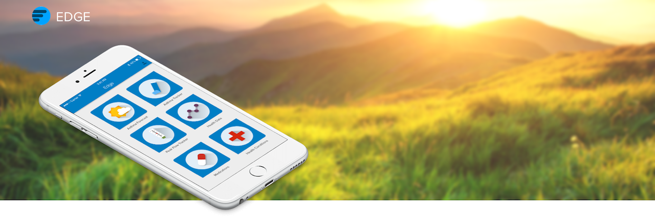 mountains in background phone with app