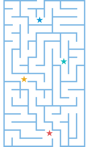 A colorful maze demonstrating the stages associated with Medicare.