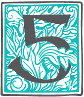 A floral Illustration featuring the number 5.