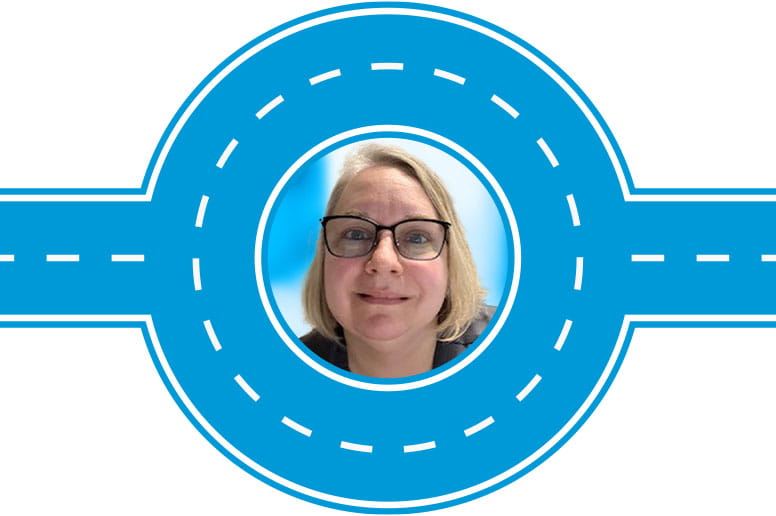 Nurse Dawn Troutman is pictured in a colorful graphic border.