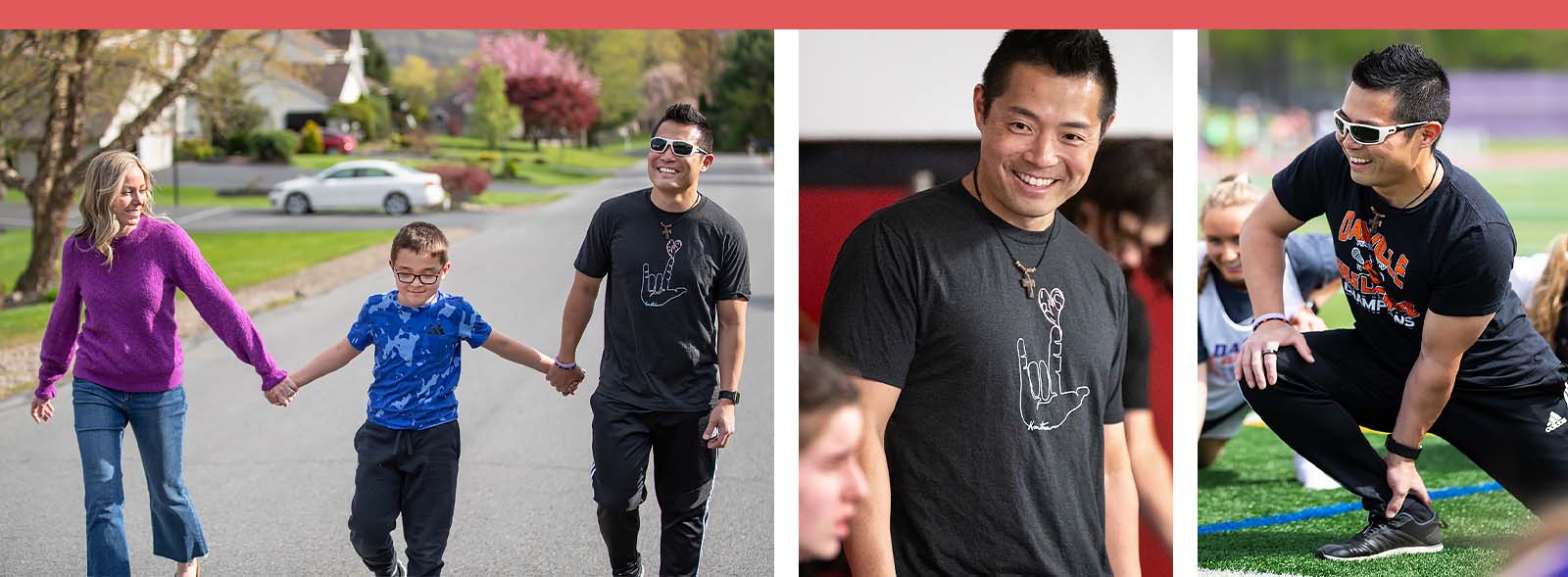 A collage of various activities featuring  patient, Hide Horikoshi.